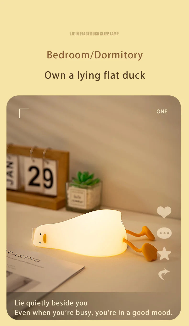 Cute Duck-Shaped Rechargeable Night Light for Kids - Soft Lamp & Portable Decoration - Ideal Child Gift for Cozy Atmosphere in N