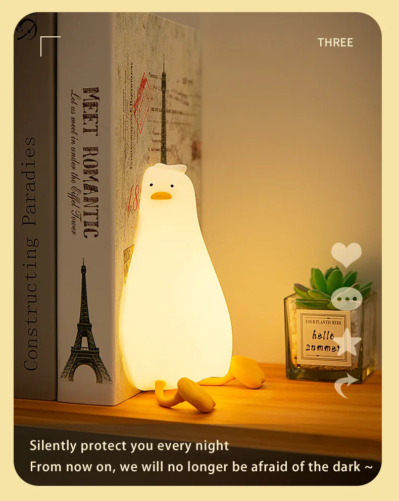 Cute Duck-Shaped Rechargeable Night Light for Kids - Soft Lamp & Portable Decoration - Ideal Child Gift for Cozy Atmosphere in N