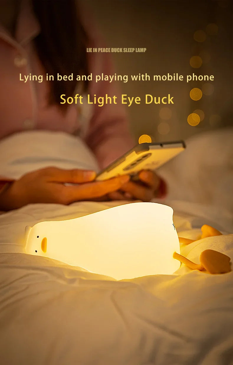 Cute Duck-Shaped Rechargeable Night Light for Kids - Soft Lamp & Portable Decoration - Ideal Child Gift for Cozy Atmosphere in N