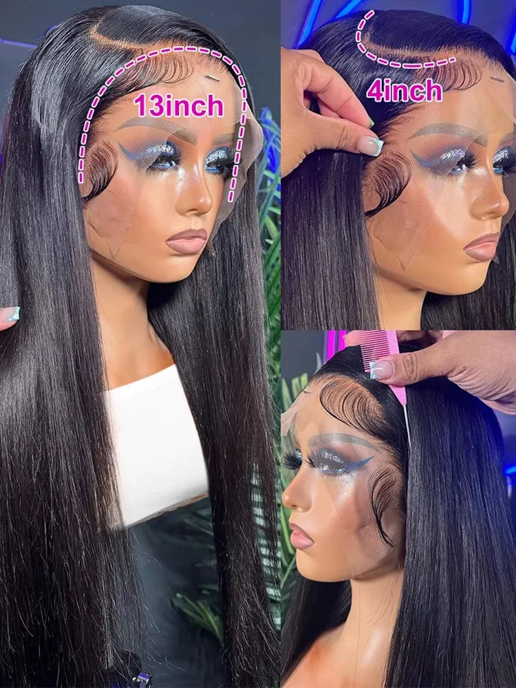 50inch HD Lace Straight Human Hair Lace Front Wig