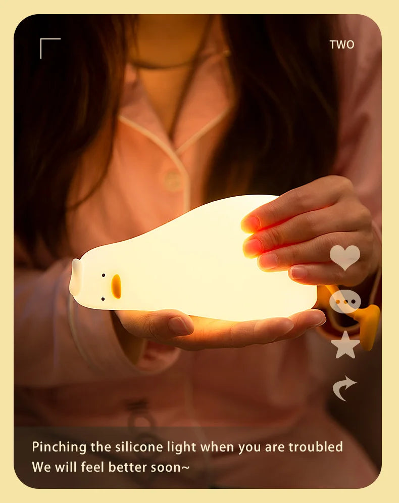 Cute Duck-Shaped Rechargeable Night Light for Kids - Soft Lamp & Portable Decoration - Ideal Child Gift for Cozy Atmosphere in N