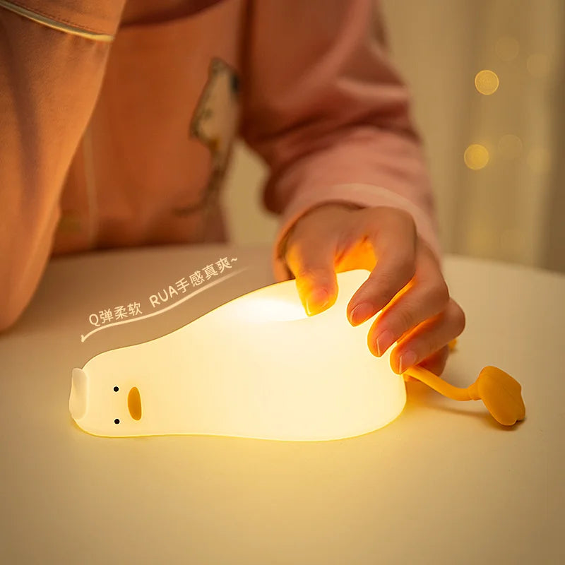 Cute Duck-Shaped Rechargeable Night Light for Kids - Soft Lamp & Portable Decoration - Ideal Child Gift for Cozy Atmosphere in N