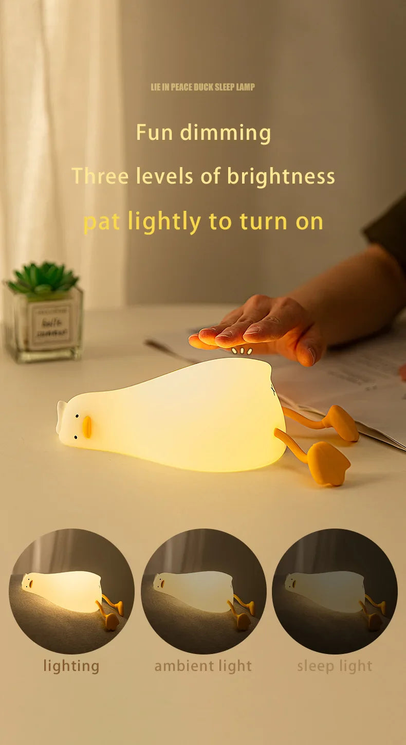 Cute Duck-Shaped Rechargeable Night Light for Kids - Soft Lamp & Portable Decoration - Ideal Child Gift for Cozy Atmosphere in N