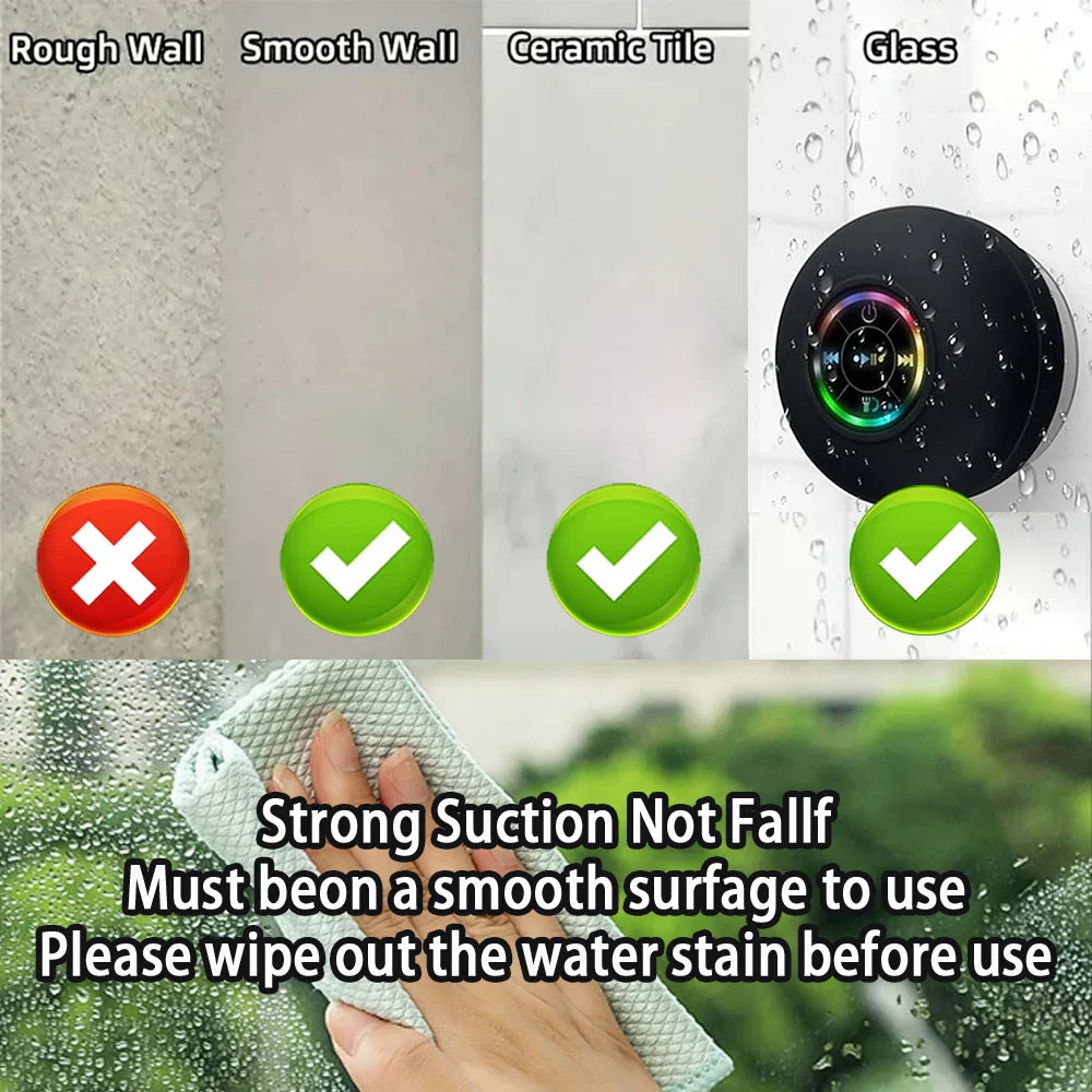 Portable Bluetooth Speaker – Waterproof, Mini Stereo with Suction Cup