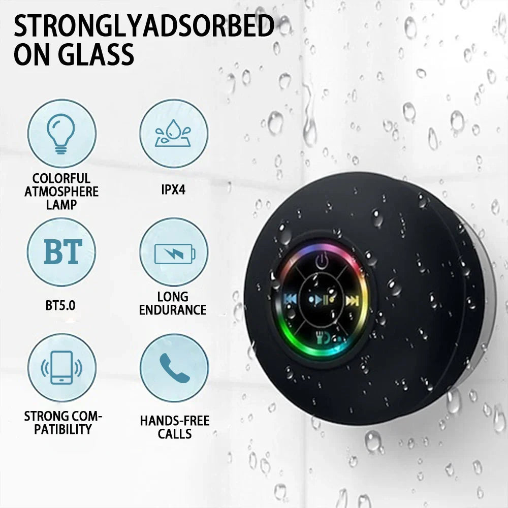 Portable Bluetooth Speaker – Waterproof, Mini Stereo with Suction Cup