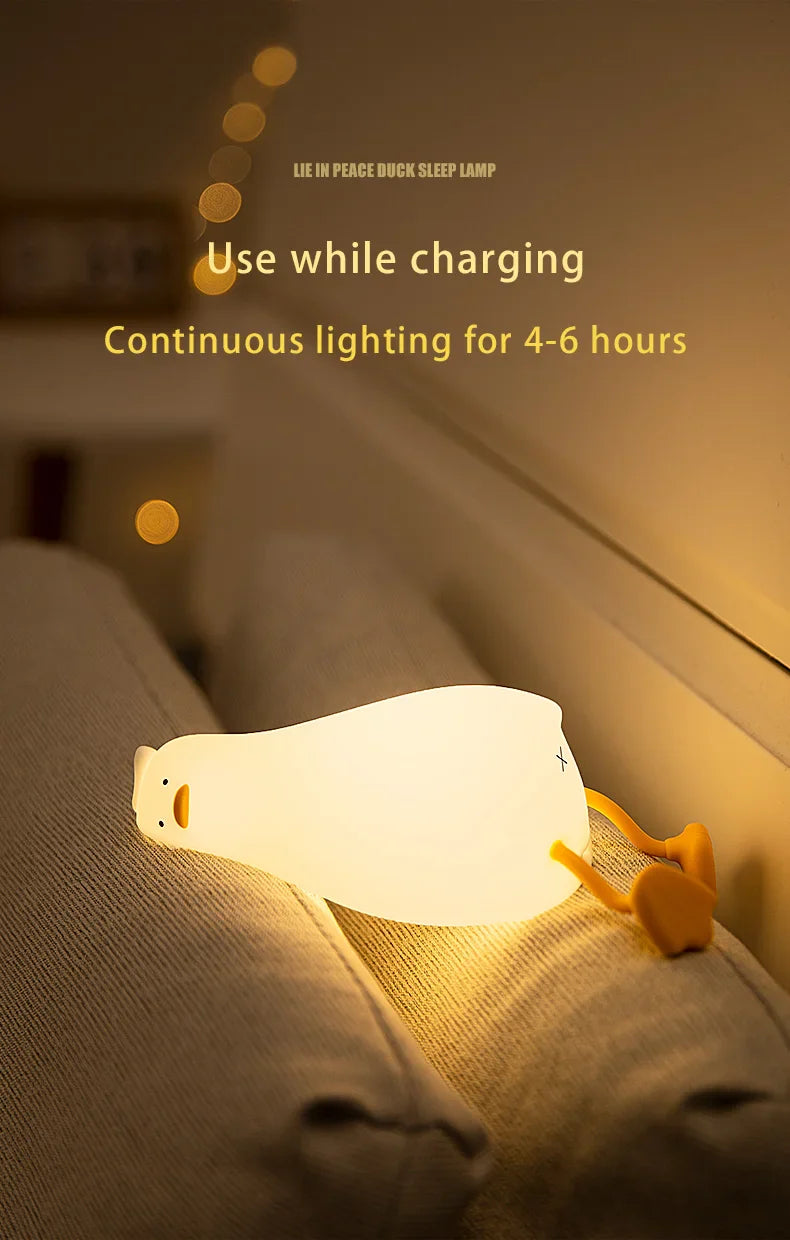 Cute Duck-Shaped Rechargeable Night Light for Kids - Soft Lamp & Portable Decoration - Ideal Child Gift for Cozy Atmosphere in N